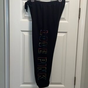 PINK Victoria’s Secret Metallic Rainbow Ankle Sweatpants